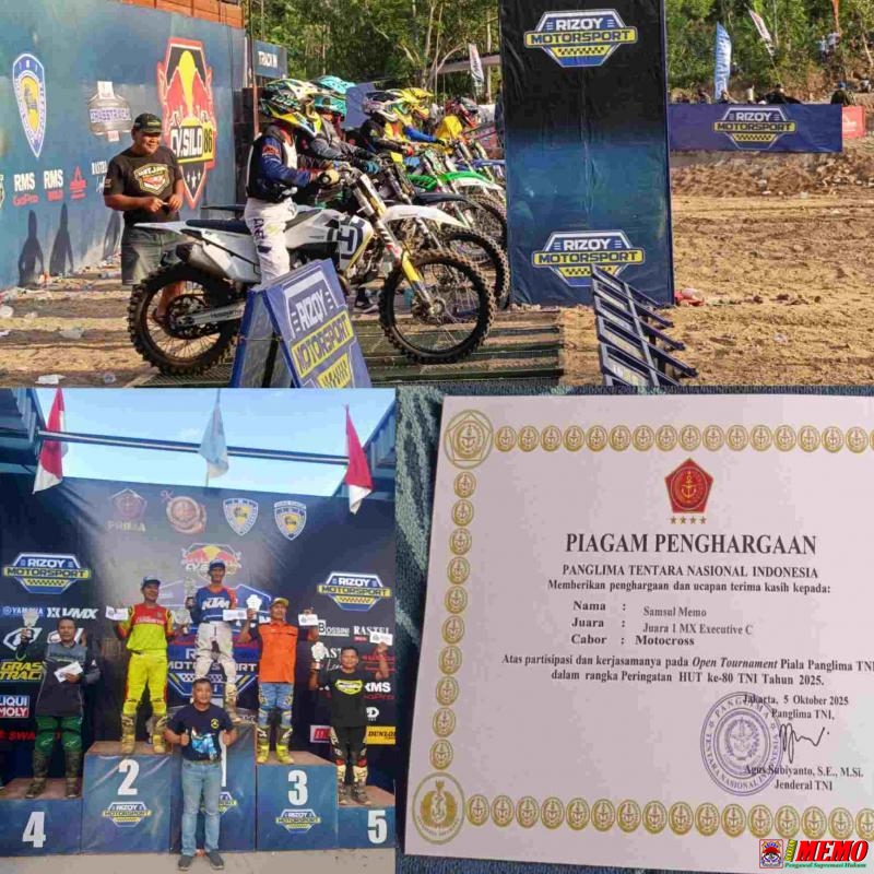 Redaksi Harian Memo Raih Puncak Podium di Kejurnas Motocross Piala Panglima TNI 2025